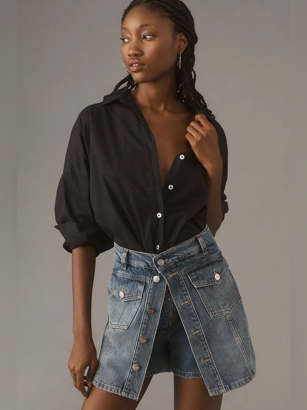 New Anthropologie Pilcro Womens 26 Country Denim Skort Jean Mini Skirt Shorts
